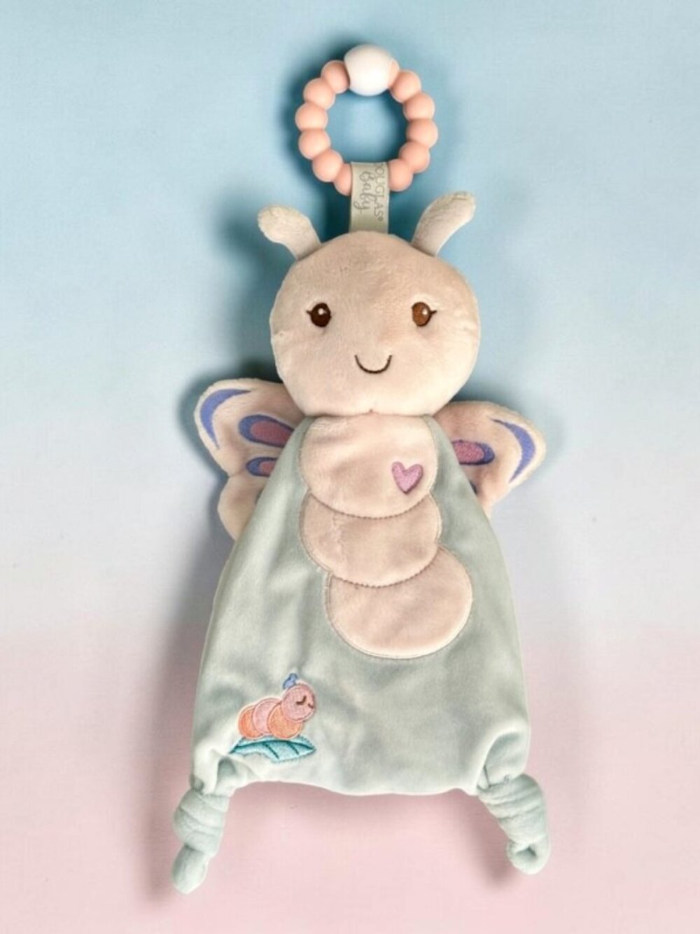 Douglas Baby Bria Butterfly Knotted Lovey Plush Teether Ring Security Blanket